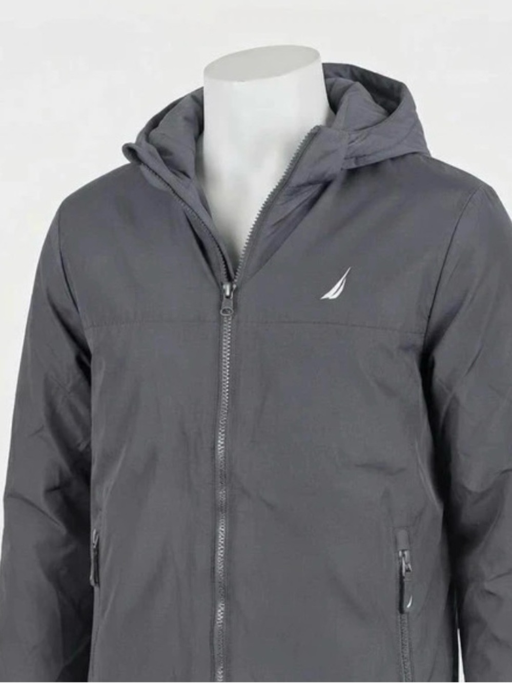 Nautica Hooded Windbreaker Jacket in Gray
